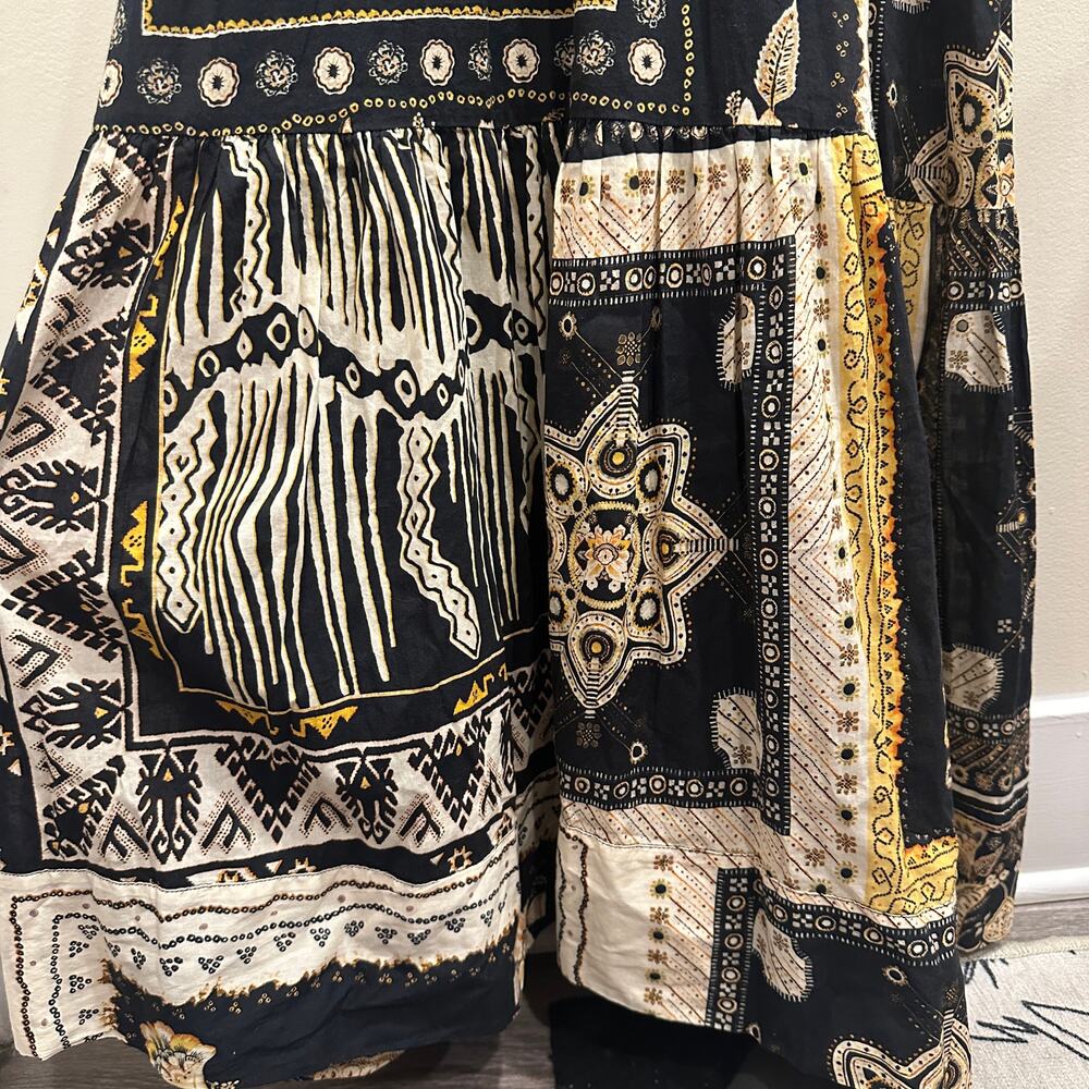 Isabel Marant Etoile Sabba Strappy Bandana Print Midi Dress‎ Black Ochre Size 10 - Picture 6 of 12